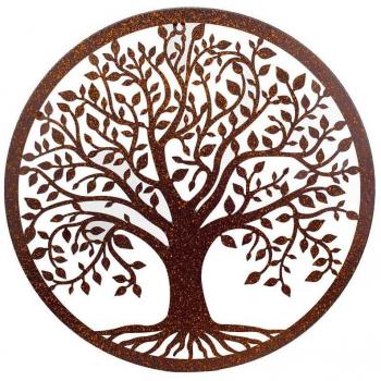 Adorno Pared Árbol de la Vida Negro de Metal 82x1x82cm - Aplique Decorativo Mandalas