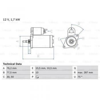 Motor de Arranque Bosch 986022870 - Motor de arranque, marca Bosch, número de pieza 0 986 022 870, diseñado para proporcionar un arranque eficiente en vehículos, alta durabilidad y rendimiento óptimo