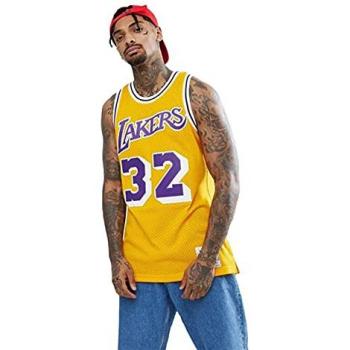 Camiseta Swingman Mitchell & Ness NBA Los Angeles Lakers Magic Johnson 84 Amarillo Talla L