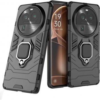 Funda Magnética Con Anillo Para Móvil Oppo Find X6 Pro Negro, Carcasa Magnética con Anillo Imán Antigolpes Resistente Rígida Dura, Tecnología de Absorción de Golpes, Soporte para