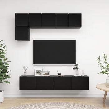 Juego de muebles para TV de 5 piezas en madera negra multicapa