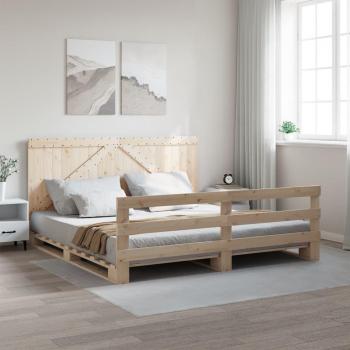 Cama solar con cabecero 200x200 cm en madera maciza de pino