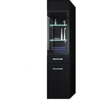 Mueble de Baño Alto Rio 131 cm Negro Brillante - Armario Columna de Almacenamiento