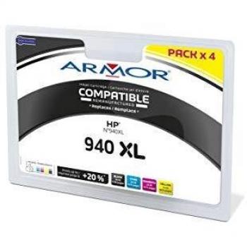 Pack de 4 cartuchos de tinta compatibles HP 940XL - negro, amarillo, cian, magenta - para impresoras HP Officejet Pro 8000, 8500 y modelos A909a, A910a, A910