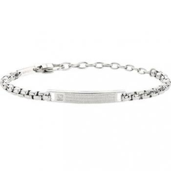 Pulsera de Hombre Breil TAG Y CRUZ en Acero Color Plata con Zirconia - Talla 22