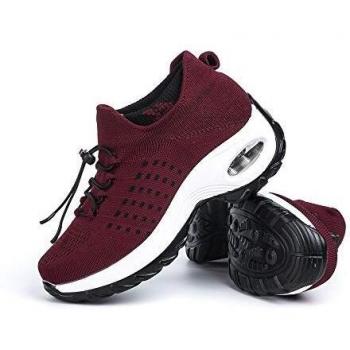 Zapatillas Deportivas de Mujer Zapatos Running Fitness Gym Outdoor Sneaker Casual Mesh Transpirable Comodas Calzado Rojo Talla 38
