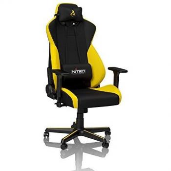 Nitro Concepts S300 Silla de Gaming - Silla de Oficina - 135 kg - Reclinable de 90 ° a 135 ° - Apoyabrazos & Altura Ajustables - Negro/Amarillo