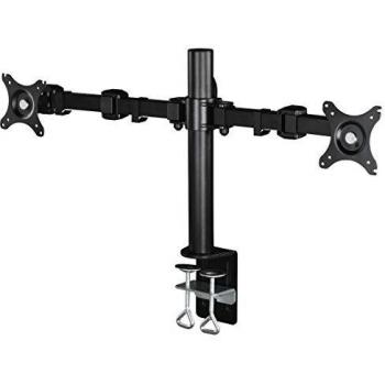 Brazo Ajustable para 2 Monitores FULLMOTION Negro, Soporte de Escritorio para Pantallas de hasta 26