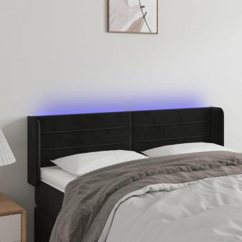 Cabecero LED de Terciopelo Negro 147x16x78/88 cm