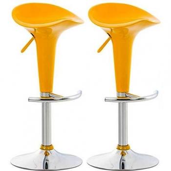 Set de 2 Taburetes Giratorios Saddle Amarillo con Asiento de Plástico y Reposapiés