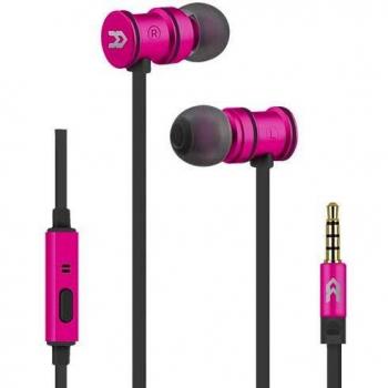 Avenzo - Auriculares con Cable, Modelo AV636RS, Carcasa de Aluminio, Función Manos Libres, Cabezales Imantados, Auriculares con Micrófono, Color Rosa