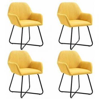 vidaXL Set of 4 Yellow Fabric Dining Chairs