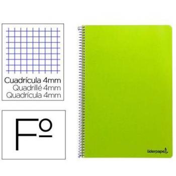 Cuaderno espiral Liderpapel folio smart Tapa blanda 80h 60gr cuadro 4mm con margen Color verde x2 unidades