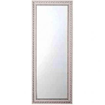 Espejo Colgante de Pared Blanco y Plateado 50 x 130 cm Vertical Acabado Gesso Mauleon