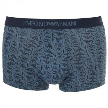 Emporio Armani Men's 3-Pack Boxer Shorts - Dark Blue, Size S, Pure Cotton