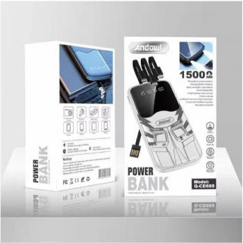 Powerbank Portátil 15000mAh Q-CD888 con Linterna LED y Carga para Hasta 5 Dispositivos