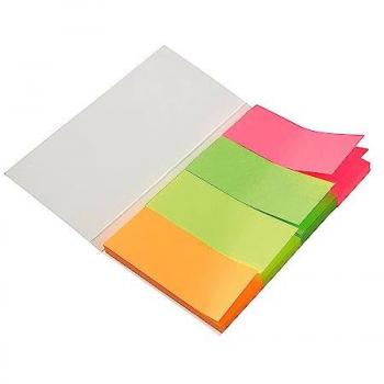 Banderitas Separadoras Fluorescentes 20x50 mm, Pack de 4 Colores, 20 Hojas por Color, Permiten Escritura, Ideal como Marcapáginas