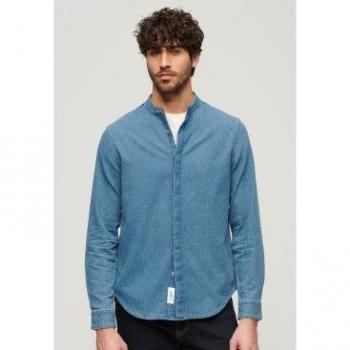 Camisa de Hombre Superdry Merchant Azul Índigo XL, Casual, Manga Larga, Algodón Orgánico Sostenible