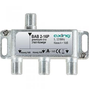 Divisor de TV por Cable Axing BAB 2-16P, Doble, 16 dB, 5-1218 MHz, Clase A+
