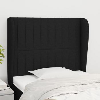 Cabecero de oreja negro 93x23x111/128 cm Tejido