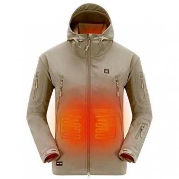DEWBU Chaqueta Calefactable con 7.4v Batería Softsell Impermeable Invierno para Actividades al Aire Libre