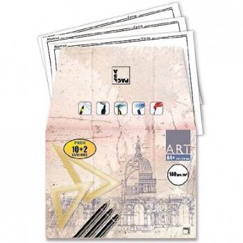 Pacsa 18842 - Pack 12 láminas dibujo, A4, con recuadro