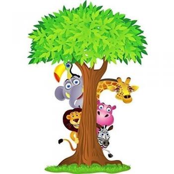 Adhesivo infantil de animales de la selva Ref 2639, Hauteur 180cm