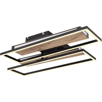 Plafoniera LED Colli 52 cm, madera oscura, diseño moderno