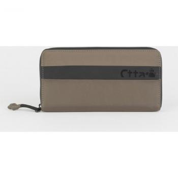 CAMINATTA CARTERA GRANDE DE NYLON ENGOMADO MARRÓN CLARO CON DETALLES A CONTRASTE