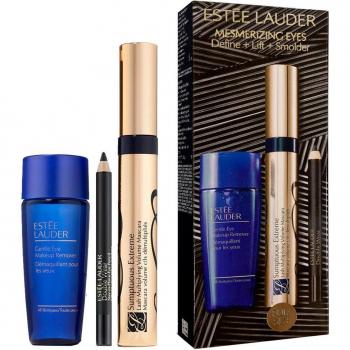 Estée Lauder - Estuche de Máscara de Pestañas Sumptous Extreme con máscara Nº 01 Black, lápiz de ojos DobleWear Onyx y desmaquillante suave para ojos 30ml