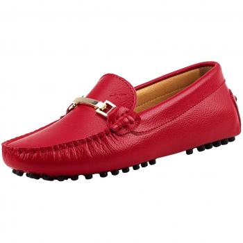 Shenduo Mujer Zapatos - Mocasines Casuales con Hebilla para Mujer D7067 Rojo 37