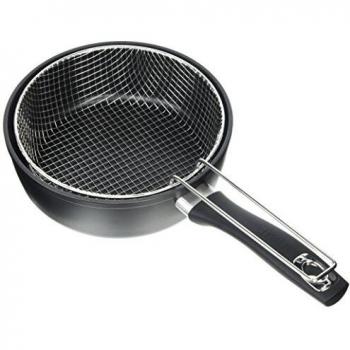 Ibili 400820N - Freidora con cesta New Induplus, aluminio, negro, 38 x 20 x 7 cm
