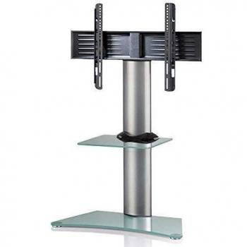 VCM Zental - Soporte vertical de TV Zental, cristal opaco con estantes , plata