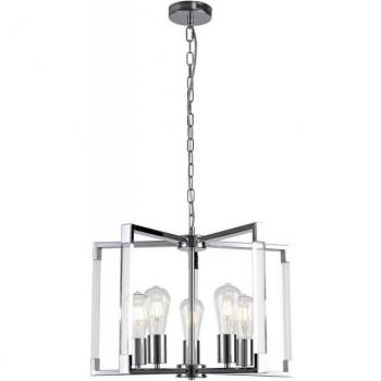 Canto Lámpara Colgante LED Integrada Níquel Pulido 5 Bombillas 44cm E27 Acrílico