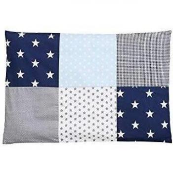 Funda de Almohada Patchwork 40 x 60 cm Azul Claro y Gris