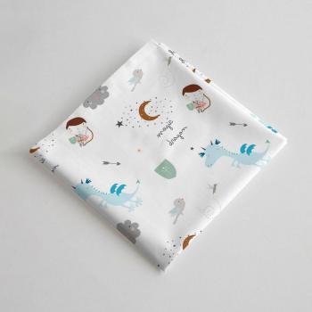 Muselina Bebé Infantil 100% Algodón Magic Dragon Haciendo el Indio Fabricado en España (120 x 120 cm)