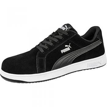PUMA Safety Iconic Suede Low S1P 6400 - Zapatillas de seguridad unisex, antideslizantes, sin metal, tapa de fibra de vidrio, color negro, talla 37 EU