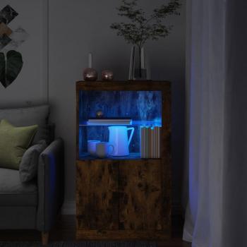 Aparador LED de madera de ingeniería roble ahumado con múltiples capas
