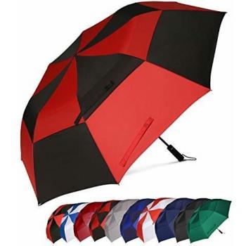 Eono by amazon paraguas de golf resistente al viento con doble tela y sistema de apertura automatico antiviento paraguas grande large golf umbrella deportivo unisex 58z rojonegro