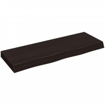Estante de pared de madera de roble tratada, dimensiones 80x30x(2-6) cm, en colores natural, marrón claro y marrón oscuro, ideal para oficina, estudio y dormitorio; funcional como estantería