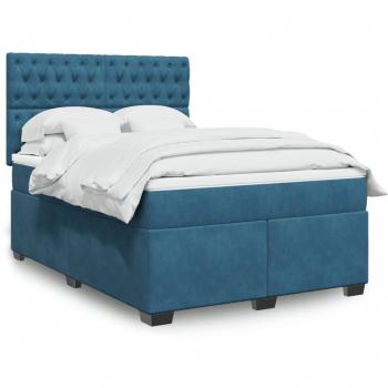 Cama box spring con colchón terciopelo azul 140x190 cm Vidaxl Azul