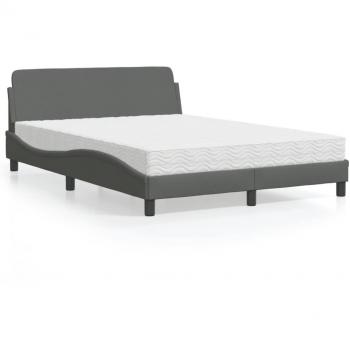 Cama con colchón gris oscuro 140x200cm Tela Vidaxl
