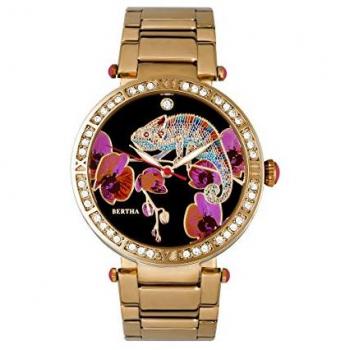 Bertha Camilla Gold Mother-of-Pearl Bracelet Watch with Crystals - Standard Size