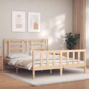 Cama King Size de madera maciza con cabecero redondo y estructura de matrimonio vidaXL