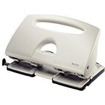 Perforadora Leitz 5132 de metal, 4 agujeros, capacidad para 40 hojas, color gris