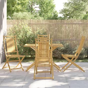 vidaXL 5 Piece Garden Dining Set Bamboo - Outdoor dining set, made of bamboo, includes 1 rectangular table and 4 chairs, weather-resistant, easy to assemble, suitable for garden or patio use