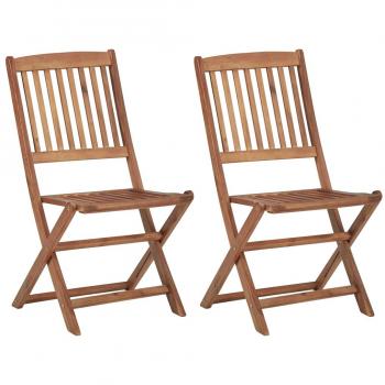 vidaXL Sillas plegables de jardín 2 unidades madera maciza de acacia