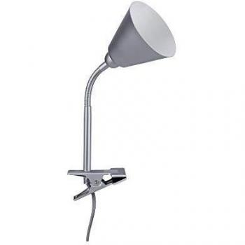 Lámpara de Pinza Vitis con Brazo Flexible E14, Máx. 20W, Interruptor de Cable, Gris