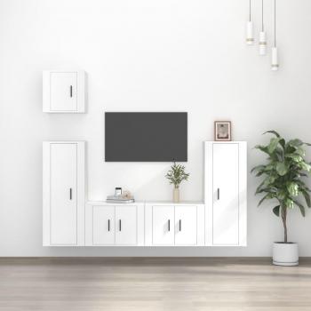 Set de muebles para TV 5 piezas madera contrachapada blanca