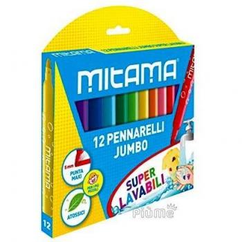 Rotuladores Jumbo Super Lavables 12 Colores Punta Maxi 5 mm